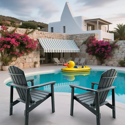 Image showing  All Weather HDPE Stackable Adirondack Chair, Space-Saving Outdoor Patio Chair, 2 pc.