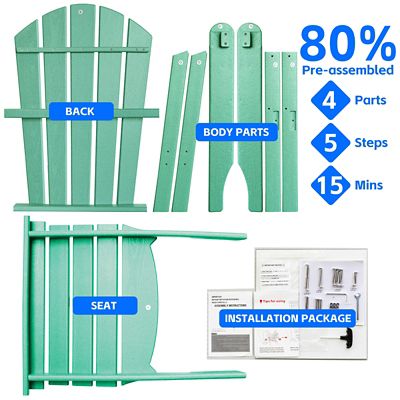 Image showing  All Weather HDPE Stackable Adirondack Chair, Space-Saving Outdoor Patio Chair, 2 pc.
