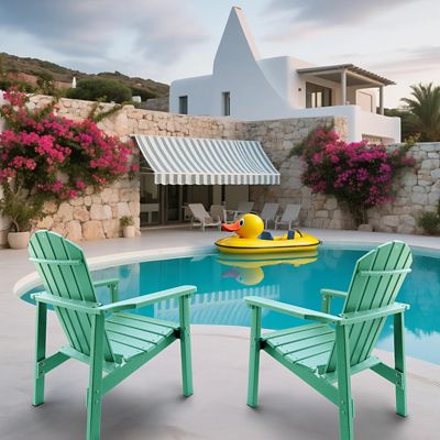 Image showing  All Weather HDPE Stackable Adirondack Chair, Space-Saving Outdoor Patio Chair, 2 pc.