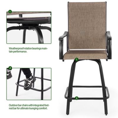 Image showing 5 th Sour Citrus 3-Piece Bar Height Table Set with All Weather Textilene Bar Stools and Bar Height Table