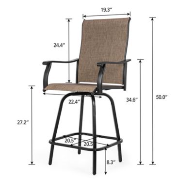 Image showing 6 th Sour Citrus 3-Piece Bar Height Table Set with All Weather Textilene Bar Stools and Bar Height Table