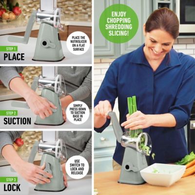 Image showing  NutriSlicer 3-in-1 Spinning/Rotating Mandoline and Countertop Food Slicer and Grater