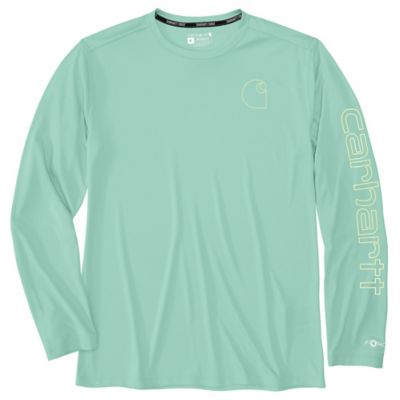 Carhartt Men's Force Sun Defender Lightweight Logo Graphic Long-Sleeve T-Shirt, 106164-WHT