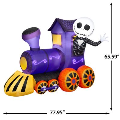 Image showing  Lightshow Airblown-Jack Skellington in Sewn in Micro LED Purple Train Scene