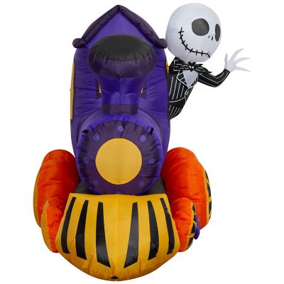 Image showing  Lightshow Airblown-Jack Skellington in Sewn in Micro LED Purple Train Scene