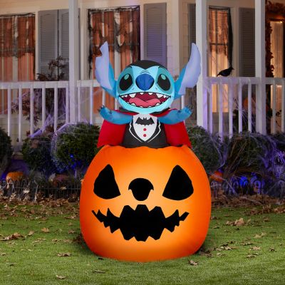 Image showing  Animated Airblown-Vampire Stitch Popping Out of Pumpkin