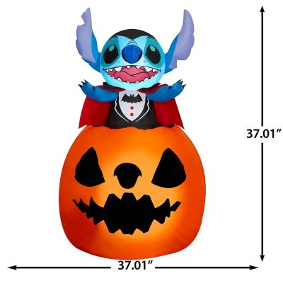 Image showing  Animated Airblown-Vampire Stitch Popping Out of Pumpkin