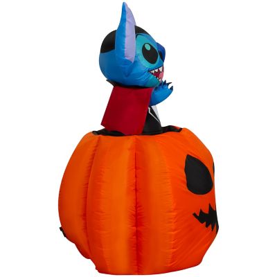 Image showing  Animated Airblown-Vampire Stitch Popping Out of Pumpkin