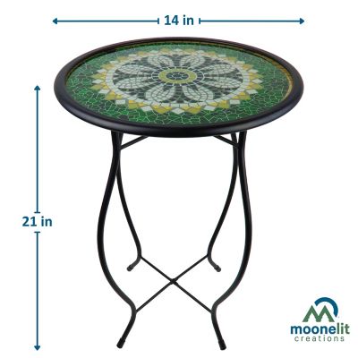 Image showing  Mosaic Glass Accent Side Table & Plant Stand, Green