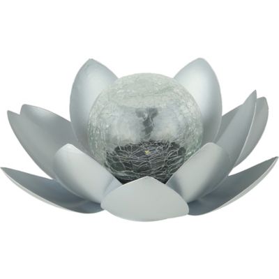 Moonelit Creations Silver Lotus Flower Solar LED Garden Light