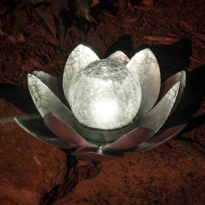 Image showing  Silver Lotus Flower Solar LED Garden Light