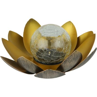 Moonelit Creations Gold Lotus Flower Solar LED Garden Light