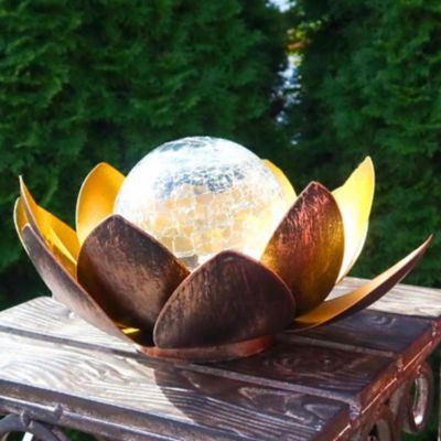 Image showing  Gold Lotus Flower Solar LED Garden Light