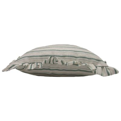 Image showing  Vertical Stripe Cream/Dark Green Pillow
