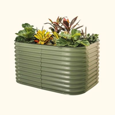 Vego Garden 32 in. Extra Tall Classic 6-In-1 Modular Metal Raised Garden Bed Kit - Olive Green