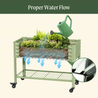 Image showing  Elevated Garden Bed - 2x4 ft - Olive Green