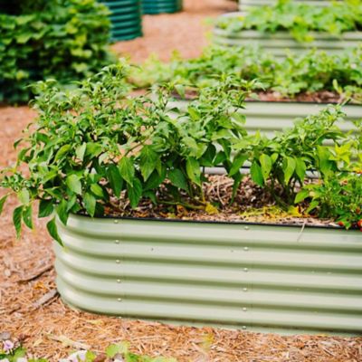 Image showing  17 in. Tall Classic 9-In-1 Modular Metal Raised Garden Bed Kit, Olive Green