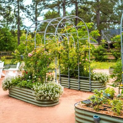 Image showing  17 in. Tall Classic 9-In-1 Modular Metal Raised Garden Bed Kit, Olive Green