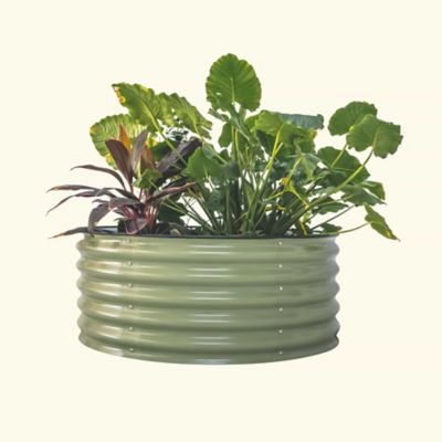 Vego Garden 17 in. Tall 42 in. Wide Round Metal Raised Garden Bed - Olive Green