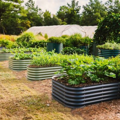 Image showing  17 in. Tall Classic 9-In-1 Modular Metal Raised Garden Bed Kit - Modern Gray