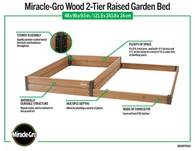 Image showing 6 th Miracle-Gro Wood 4 x 8ft. 2-Tier Raised Garden Bed