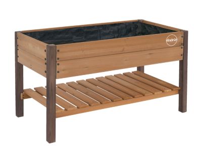 Image showing  Wood 2 x 4ft. Raised Garden Planter with Shelf