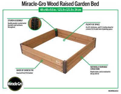 Image showing 7 th Miracle-Gro Wood 4 x 4ft. Raised Garden Bed