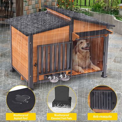 Image showing  Metal Frame Wooden Dog House