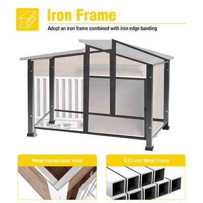 Image showing  Metal Frame Wooden Dog House