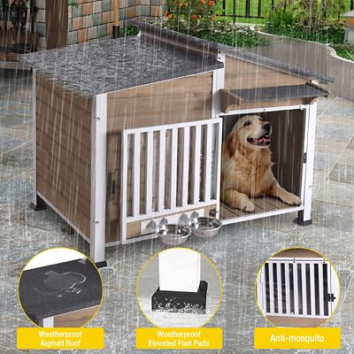 Image showing  Metal Frame Wooden Dog House