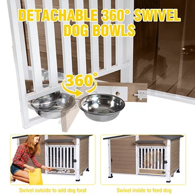 Image showing  Metal Frame Wooden Dog House