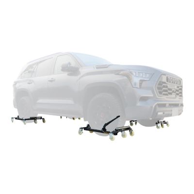 Image showing  Heavy Duty 6 Wheel Tire Dolly 4 Pack 2,000 lbs. Capacity per Dolly, Polyurethane Casters with Dolly Storage Rack