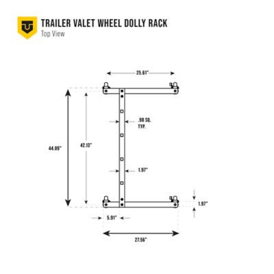 Image showing 7 th Trailer Valet Heavy Duty 6 Wheel Tire Dolly 4 Pack 2,000 lbs. Capacity per Dolly, Polyurethane Casters with Dolly Storage Rack