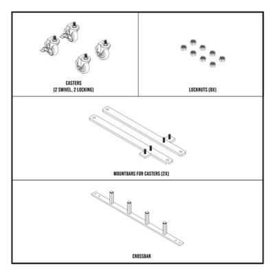 Image showing 8 th Trailer Valet Heavy Duty 6 Wheel Tire Dolly 4 Pack 2,000 lbs. Capacity per Dolly, Polyurethane Casters with Dolly Storage Rack