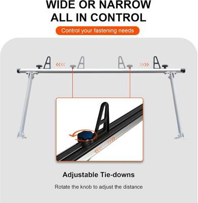 Image showing  Adjustable Universal Aluminum Truck Ladder Rack, 800 LBS Capacity