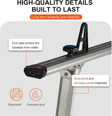 Image showing  Adjustable Universal Aluminum Truck Ladder Rack, 800 LBS Capacity