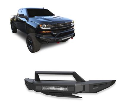 Black Horse Off Road Armour II Heavy Duty Modular Front Bumper Kit Matte Black fit 16-18 Silverado 15002019 Silverado 1500 LD