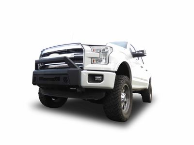 Image showing 7 th Black Horse Off Road Armour III Light Duty Front Bumper Textured Black Fits 2015-2017 Ford F-150 (Incl EcoBoost engine model)