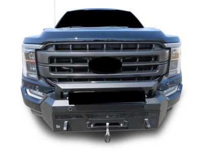 Image showing  Armour III Heavy Duty Front Winch Bumper Textured Black, Fits 2021-2023 Ford F-150
