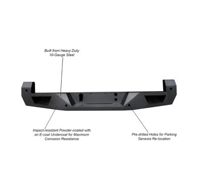 Image showing  Armour Heavy Duty Rear Bumper Matte Black fits 2016-2023 Toyota Tacoma