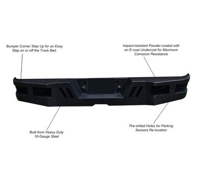 Image showing  Armour Super Heavy Duty Rear Bumper Matte Bk fit 2011-2019 Sierra 2500 HD/3500 HD/Silverado 2500 HD/3500 HD
