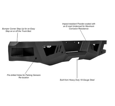 Image showing  Armour Heavy Duty Rear Bumper Matte BK fit 07-18 Sierra 1500/19 1500 Ltd. 07-18 Silverado 1500/19 1500 LD