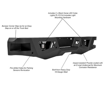 Image showing  Armour Heavy Duty Rear Bumper Kit Matte Black fits 2015-2020 Ford F-150