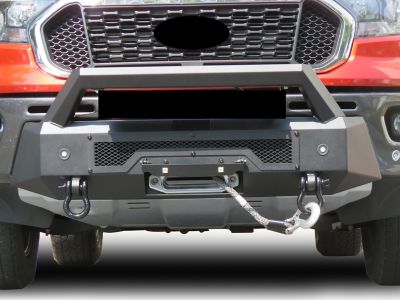Image showing  Armour III Heavy Duty Front Winch Bumper Textured Black, Fits 2019-2023 Ford Ranger