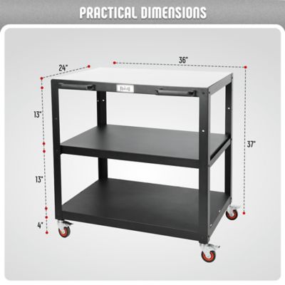 Image showing  Stainless Steel 3-Shelf Grill Table Cart and Outdoor Sink Cart Set with Wheels for Patio Grilling BBQ Pizza Griddle