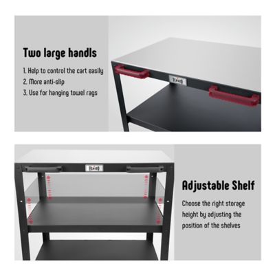 Image showing  Stainless Steel 3-Shelf Grill Table Cart and Outdoor Sink Cart Set with Wheels for Patio Grilling BBQ Pizza Griddle