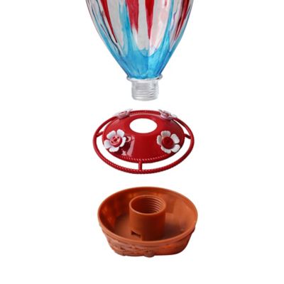 Image showing  32 oz. Hand-Painted Glass Balloon Hummingbird Feeder, Red/White/Blue