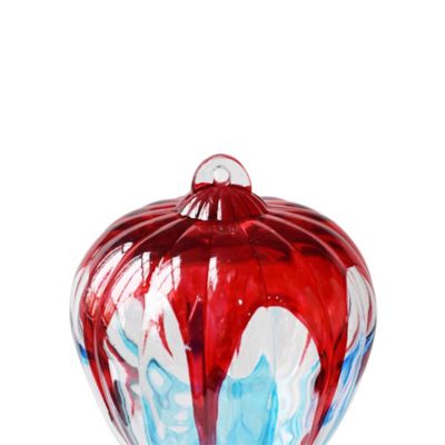 Image showing  32 oz. Hand-Painted Glass Balloon Hummingbird Feeder, Red/White/Blue