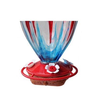Image showing  32 oz. Hand-Painted Glass Balloon Hummingbird Feeder, Red/White/Blue
