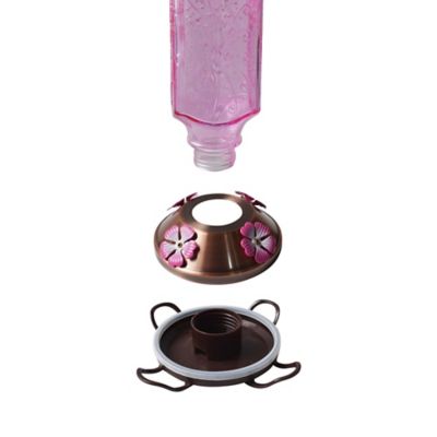 Image showing  32 oz. Glass Hummingbird Feeder, Pink